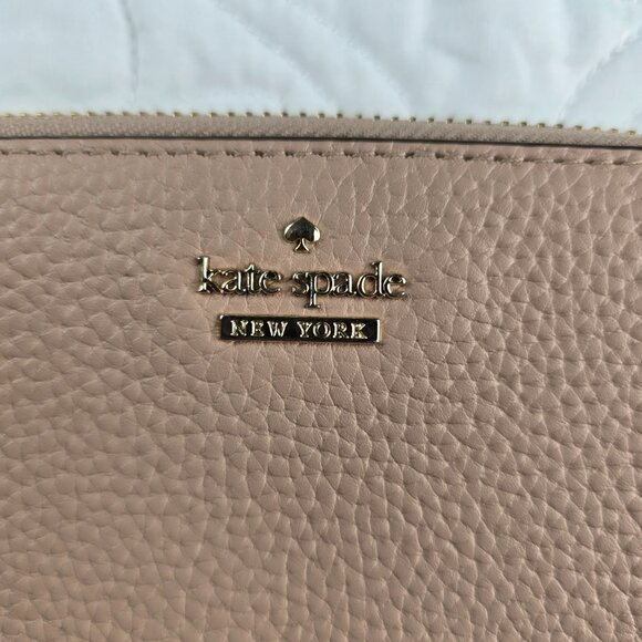 Kate Spade Women's Pink Pebble Leather Continental Zip Wallet - Picture 2 of 6